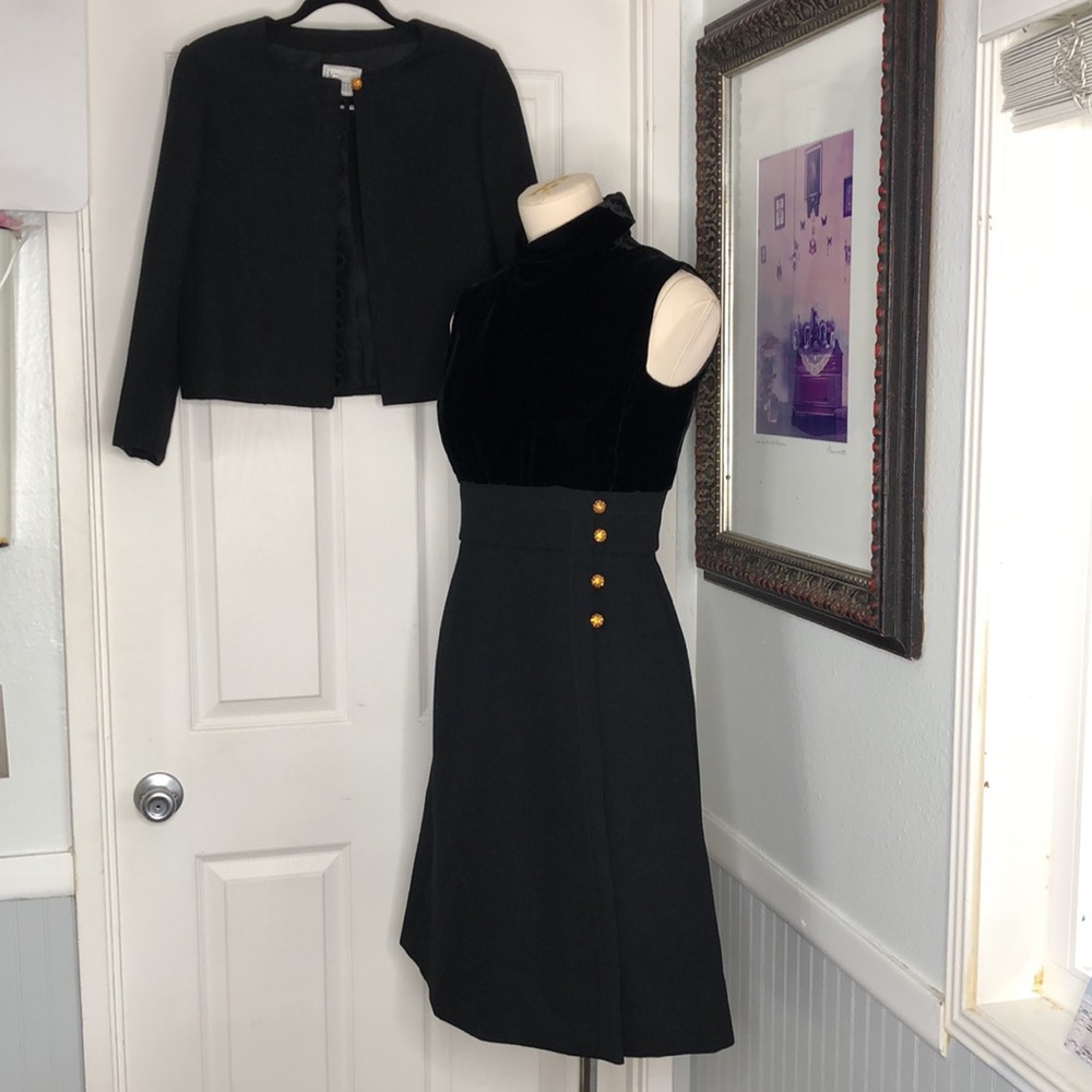Vintage Pat Sandler sleeveless wool velvet dress with jacket